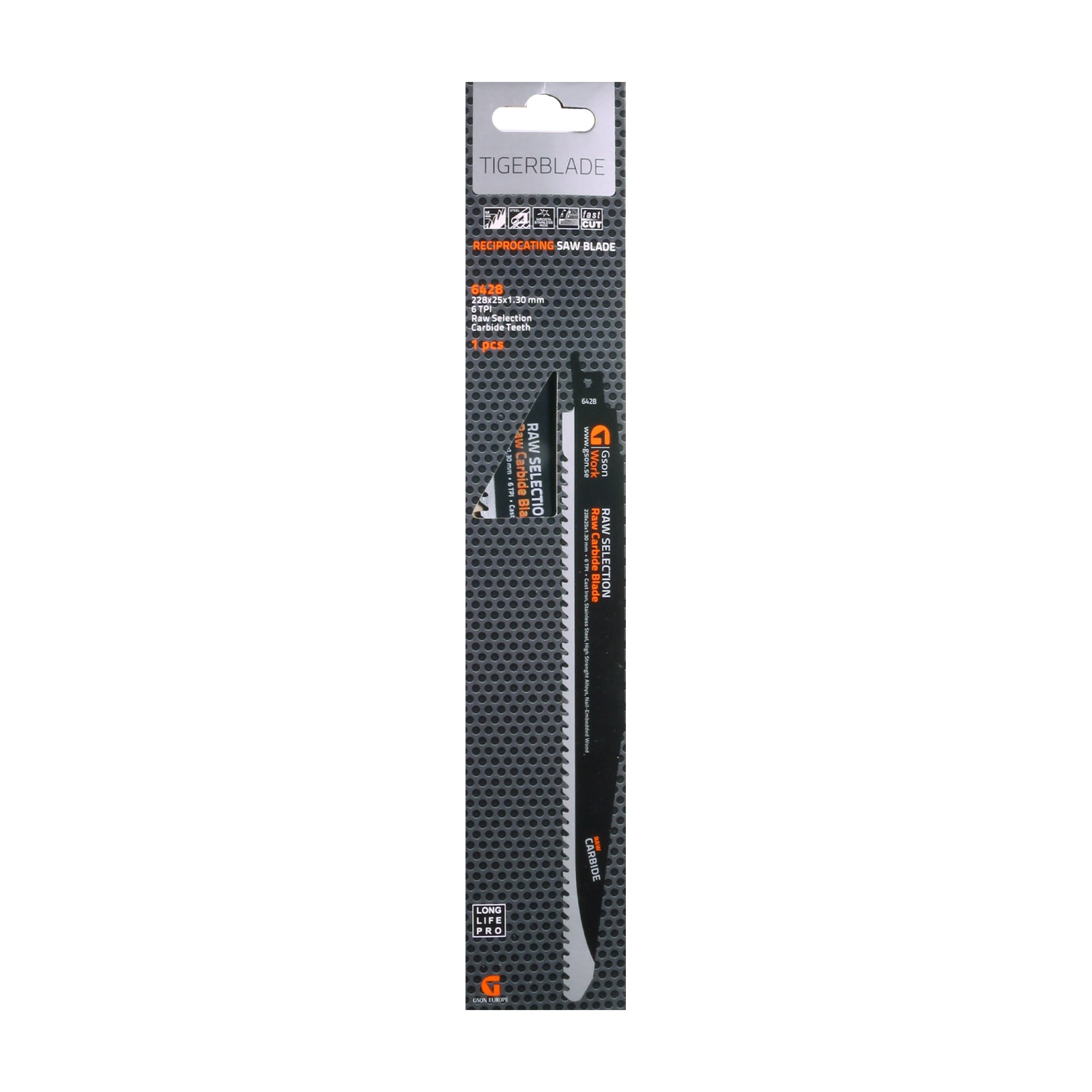 Tigersågsblad RAW karbidtand 228 × 25 × 13 mm, 10 TPI | GSON