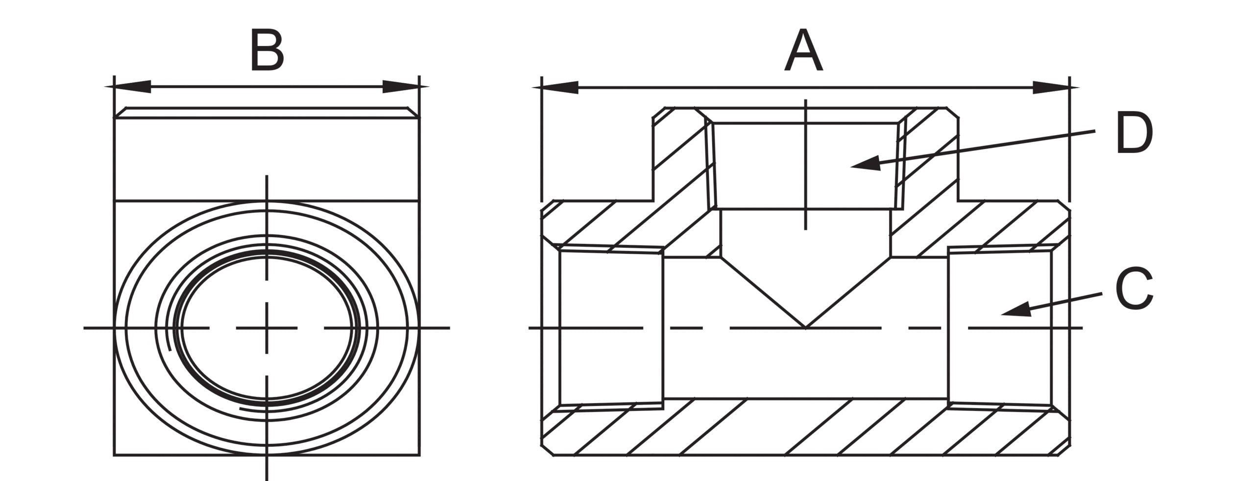 T-STYCKE 3 x 3/8" INV.