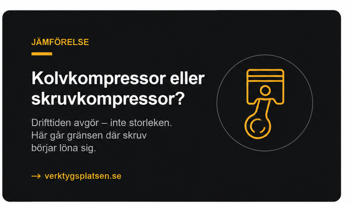 Kolvkompressor eller skruvkompressor — vad ska verkstan ha?