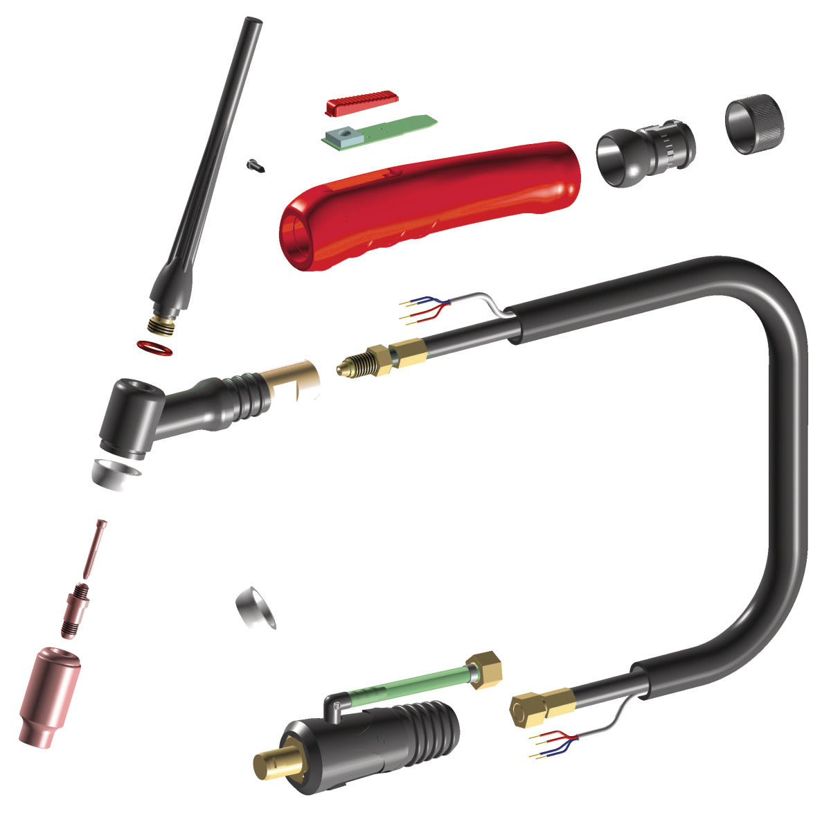 SSR 7-26DD 8m TIG-svetsbrännare, gaskyld