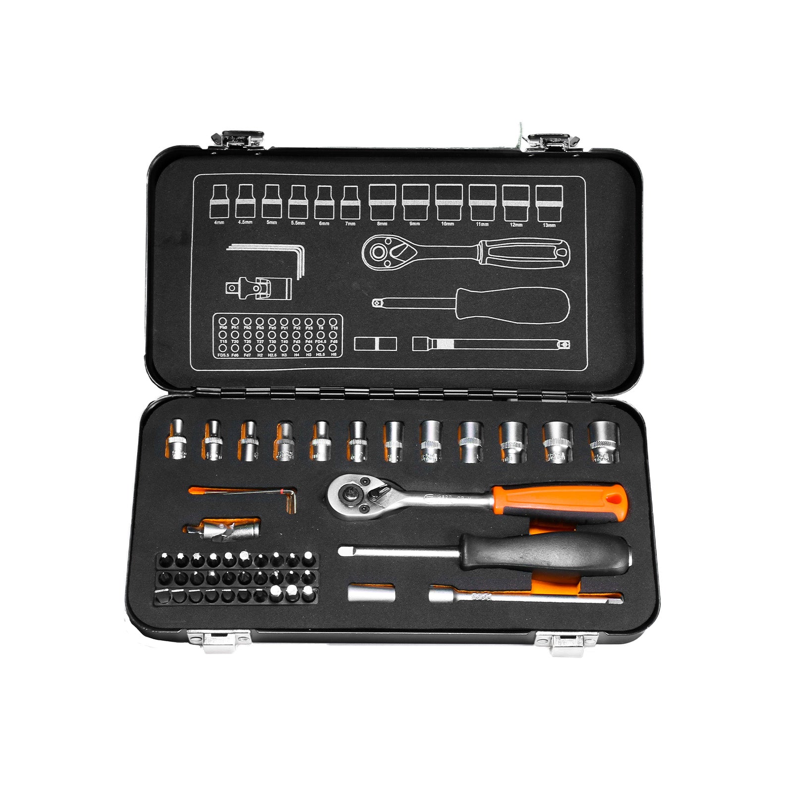 1/4″ Hylsnyckelsats 50 delar