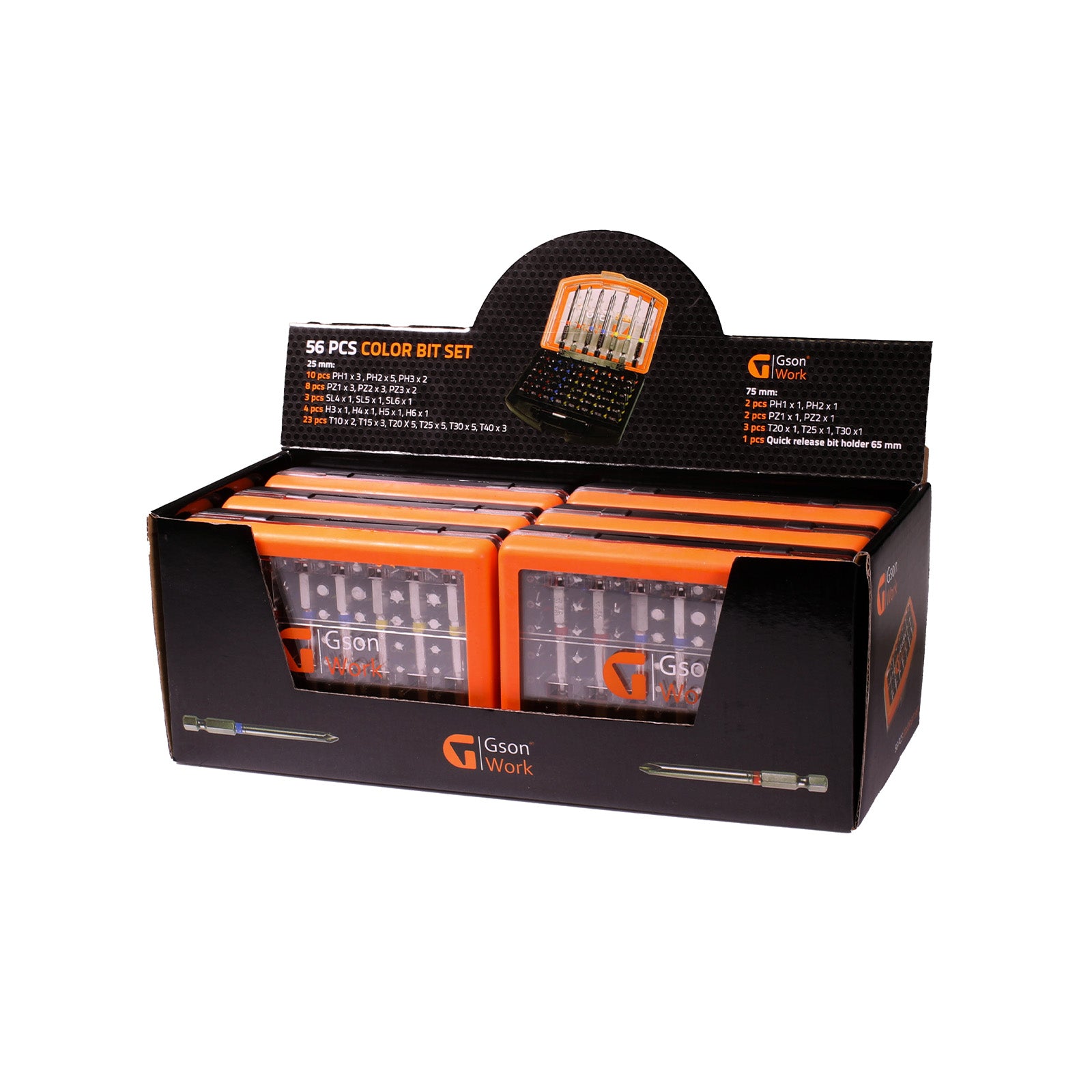 Färgkodad Bitssats 25+75 mm 56 delar | GSON