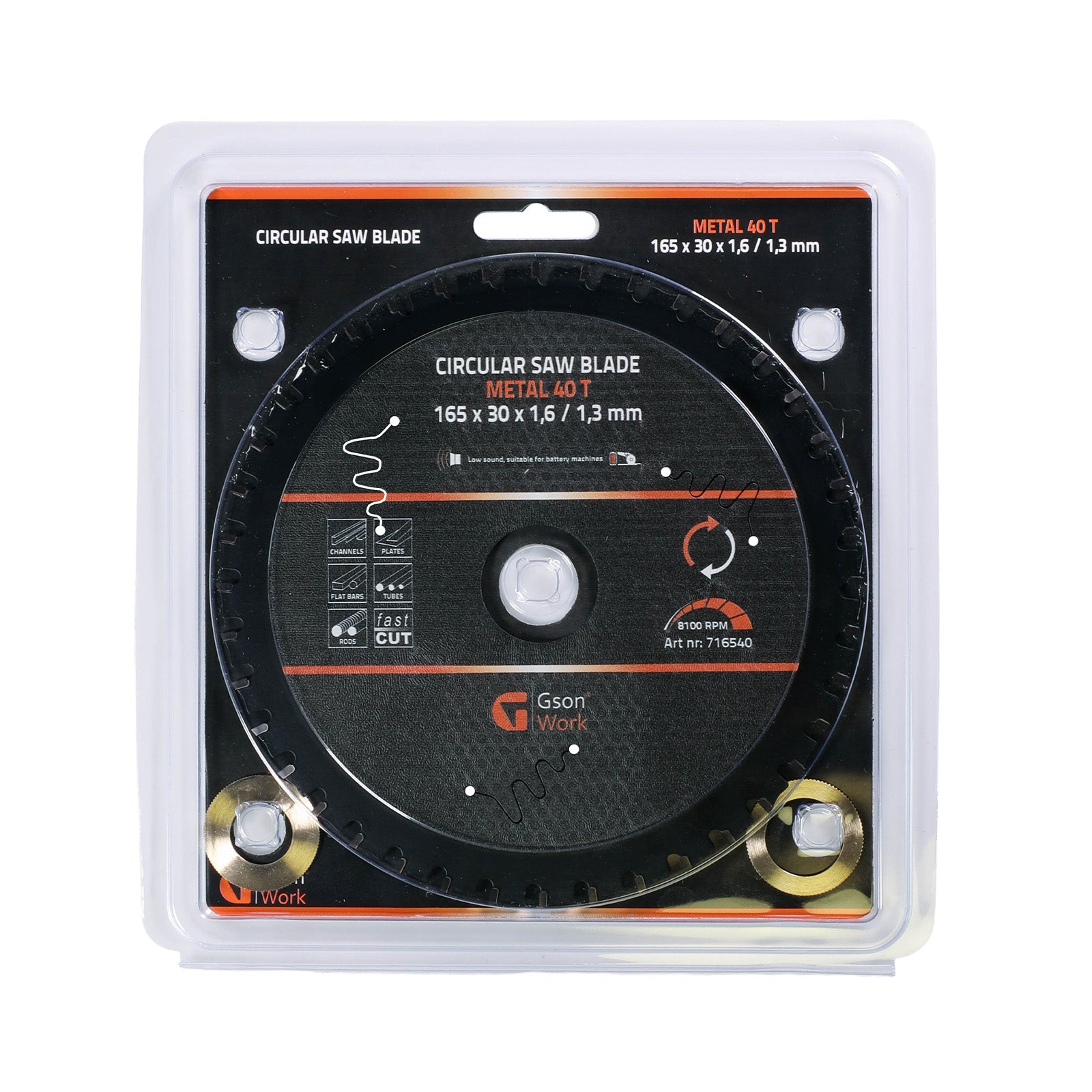 Cirkelsågklinga metall 40 T 165 × 30 × 16 / 13 mm | GSON