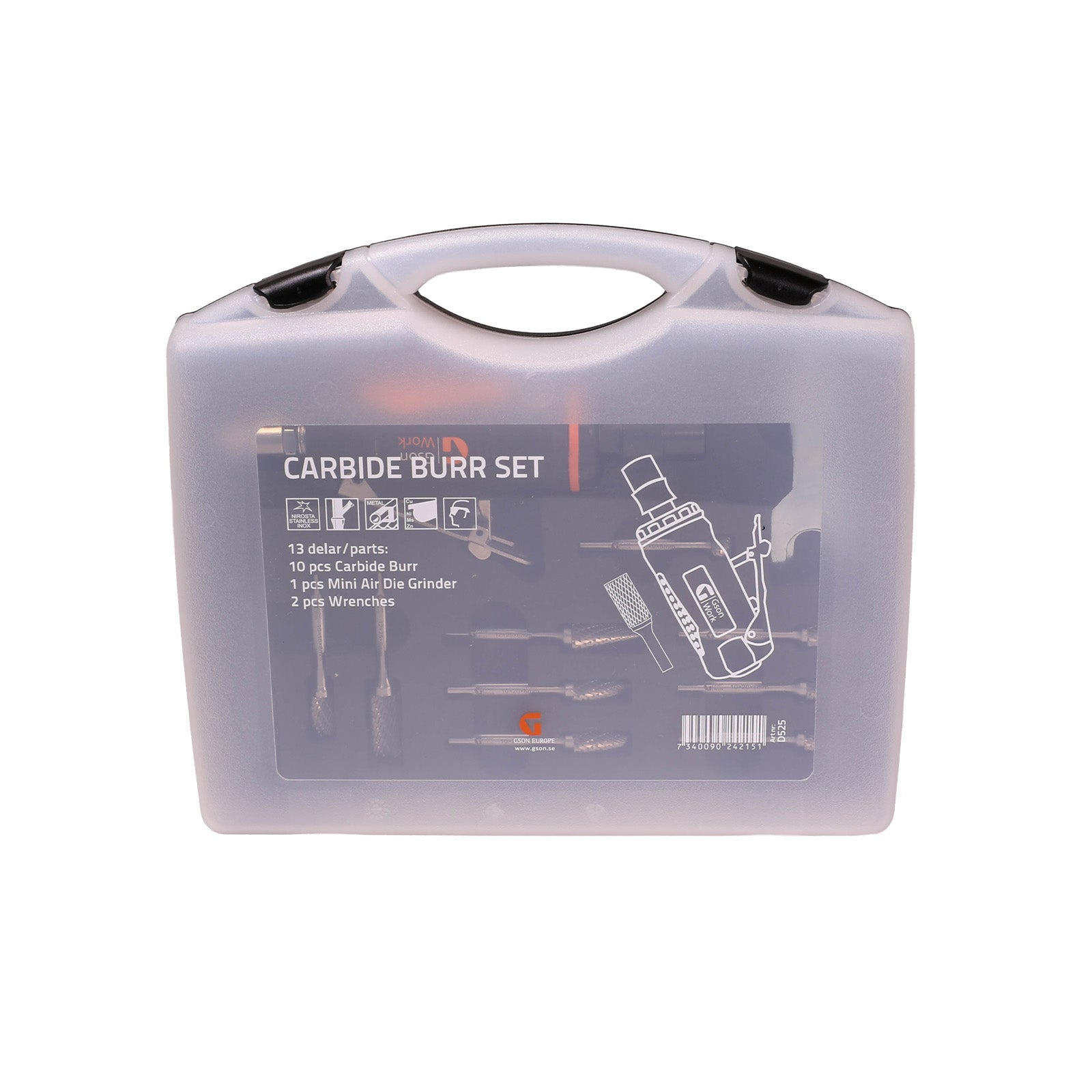 Hårdmetallfräs 10 st + Mini Tryckluftsslip 6 mm (1/4″) | GSON