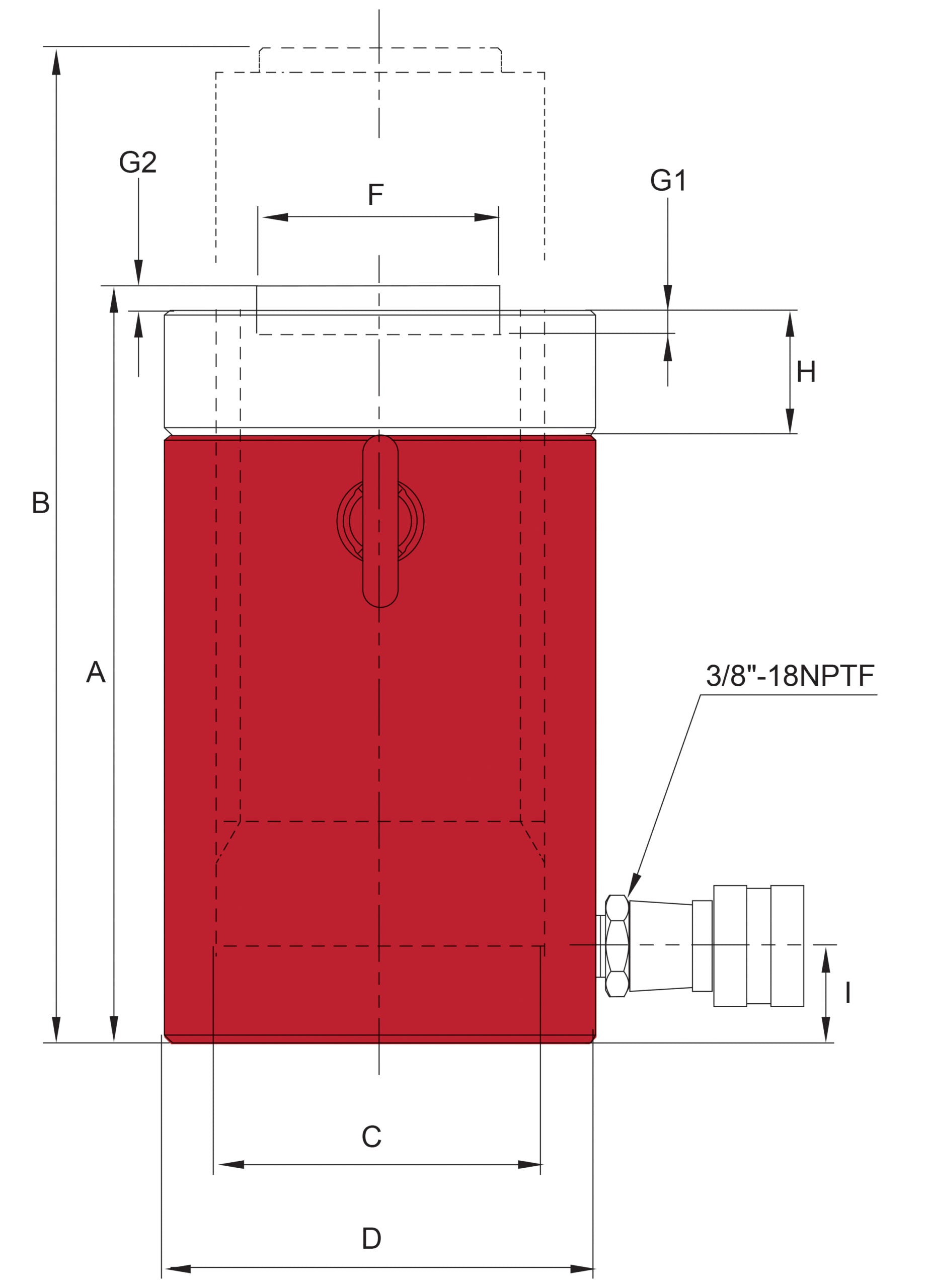 CYLINDER MED LÅSMUTTER 50 TON