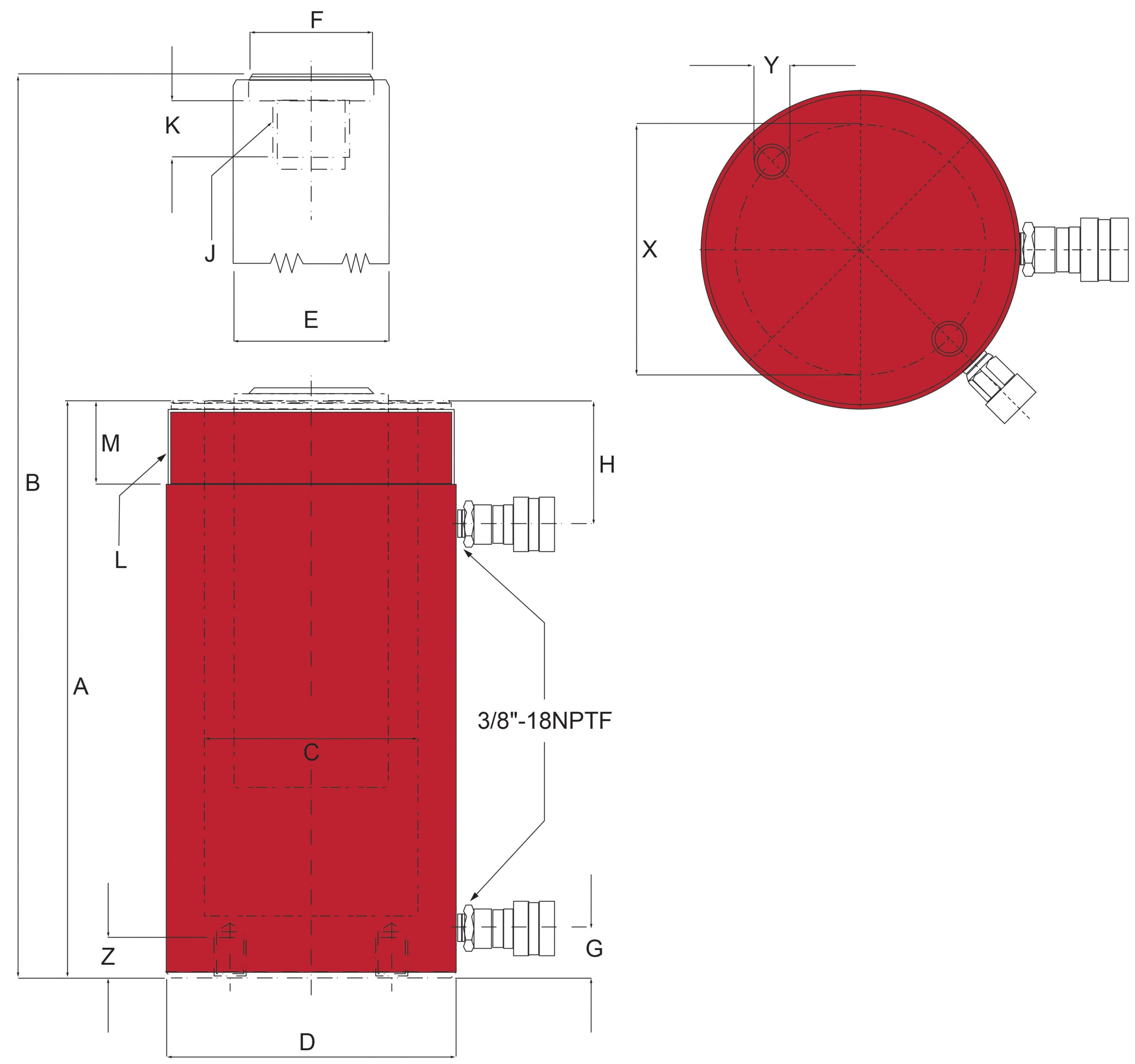 DUBBELVERKANDE CYLINDER 10 TON