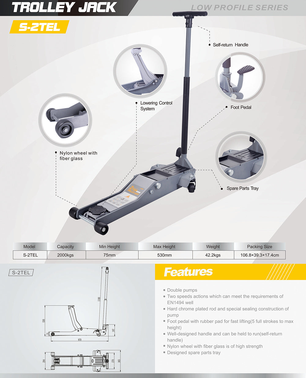 DOMKRAFT 2 TON FOTPEDAL