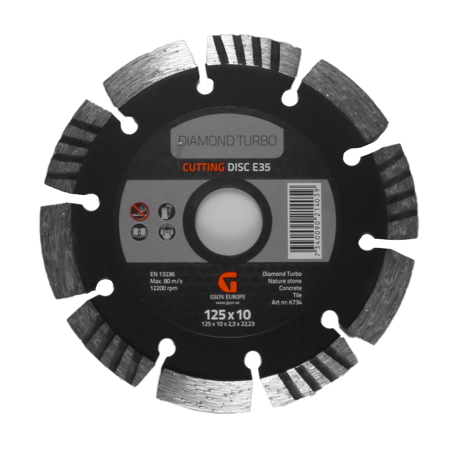 Diamantkapskiva Turbo E35 125 x 100 x 23 x 2223 mm