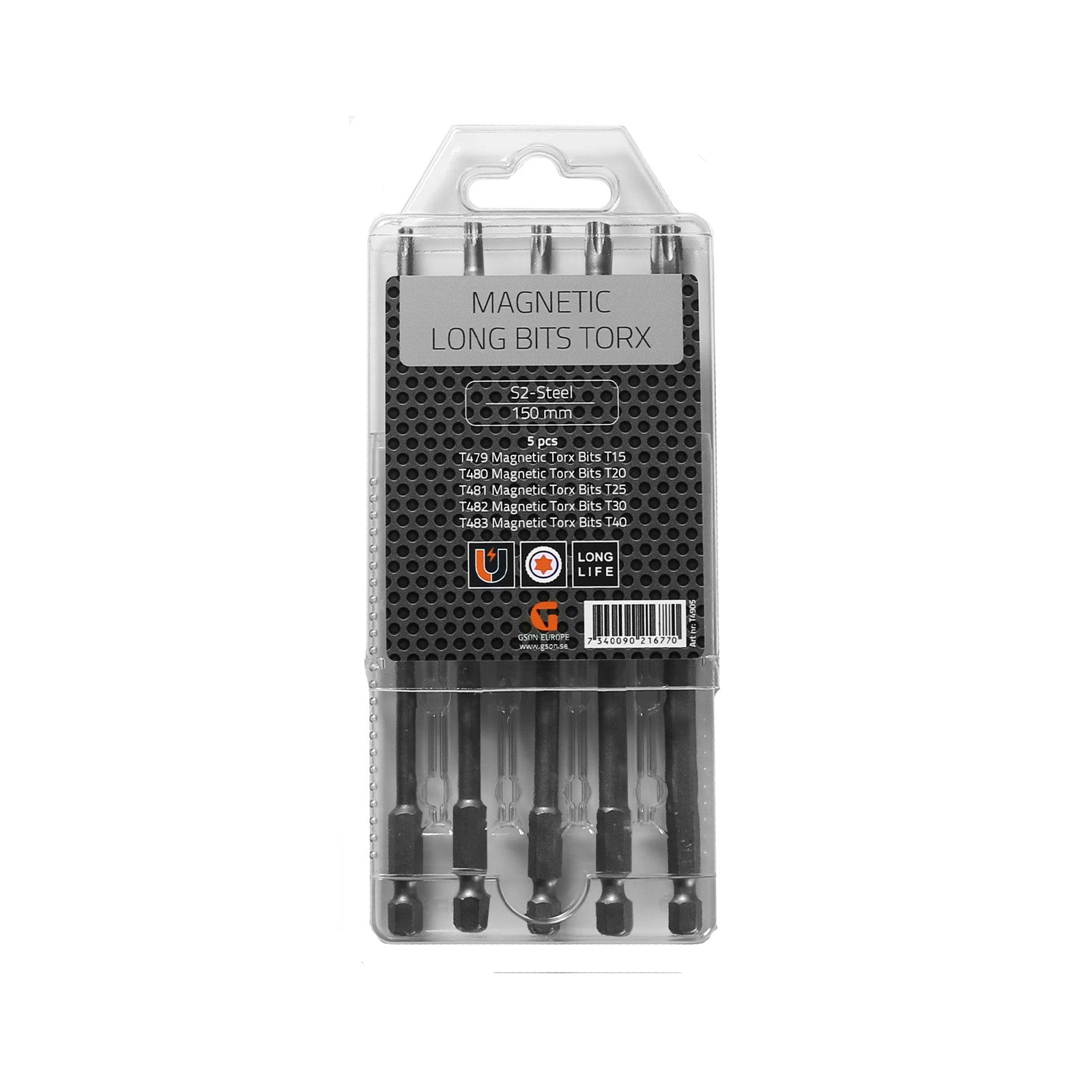 Torxbitssats Lång Magnetisk 150 mm 5 delar | GSON