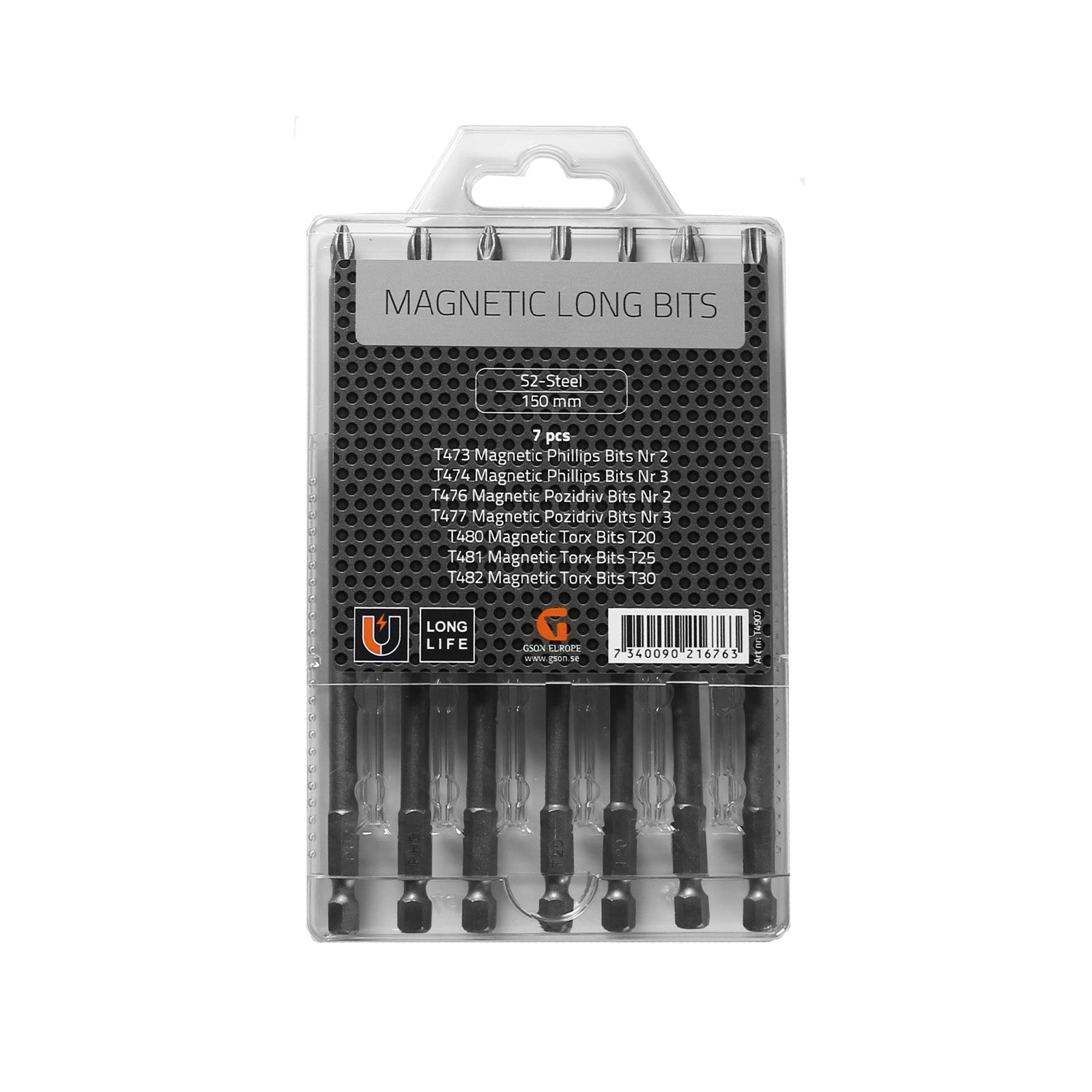Lång Bitssats Magnetisk 150 mm 7 delar | GSON